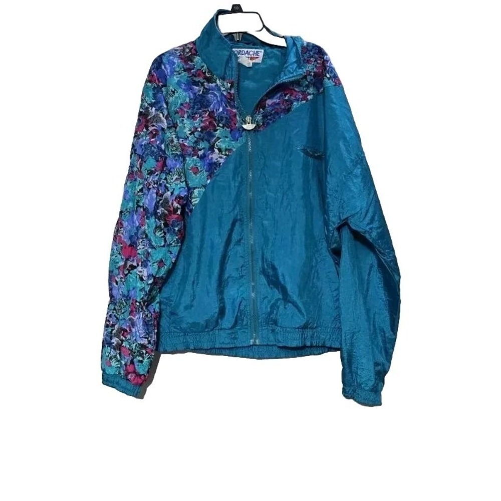 Vintage Women's Jordache Jacket Large Blue Nylon Blend